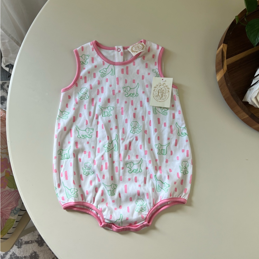 Beaufort bonnet Company patron bubble romper, 3T, hot pink puppy